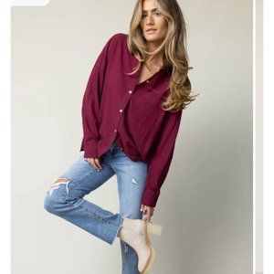 Larissa Button Down Blouse in Burgundy